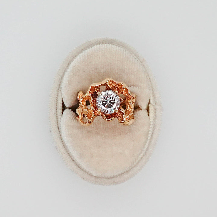 Abstract Gold Ring with Round CZ - Acadian Estates &amp; CustomRing