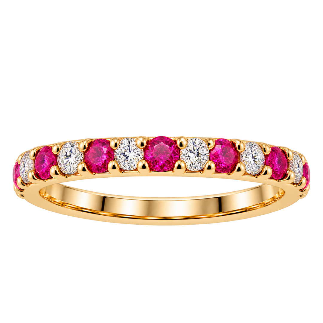 Alternating Diamond and Ruby Band - Acadian Estates &amp; CustomRing