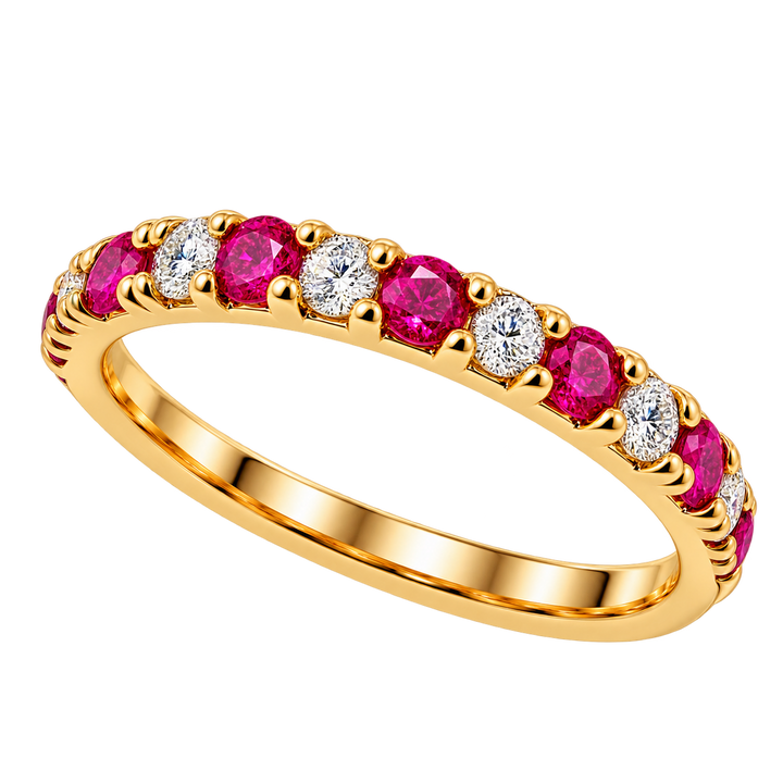 Alternating Diamond and Ruby Band - Acadian Estates &amp; CustomRing