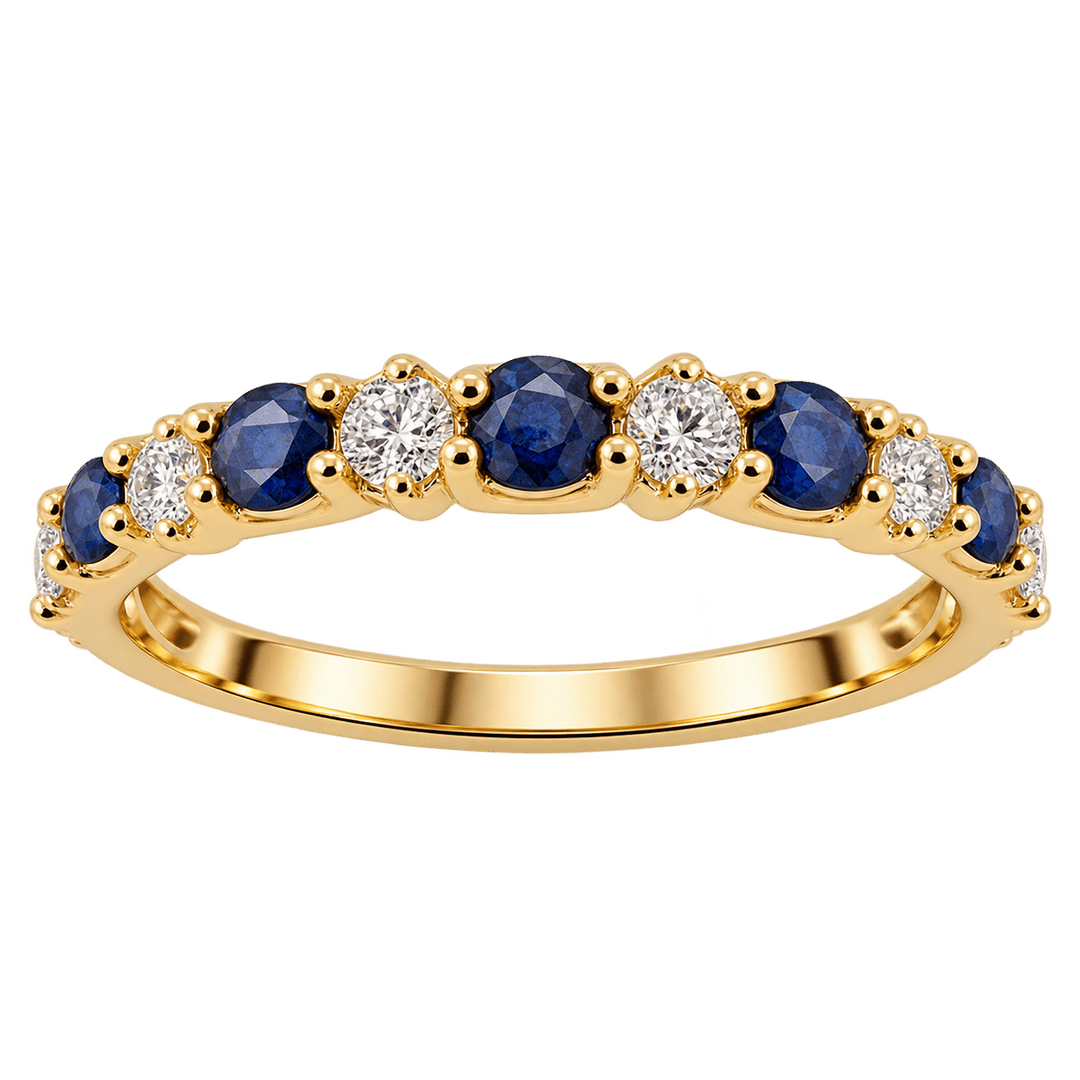 Alternating Diamond and Sapphire Band - Acadian Estates & CustomRing