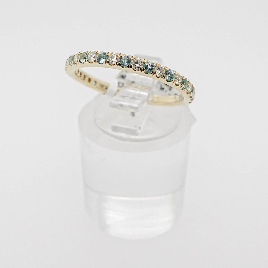 Alternating Diamond and Swiss Blue Topaz Band - Acadian Estates &amp; CustomRing