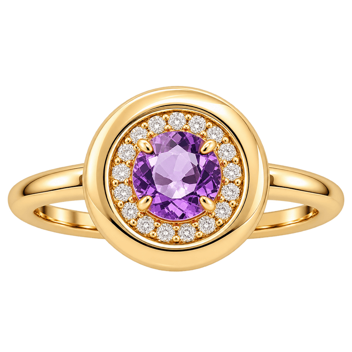 Amethyst Ring with Diamond Halo - Acadian Estates &amp; CustomRing