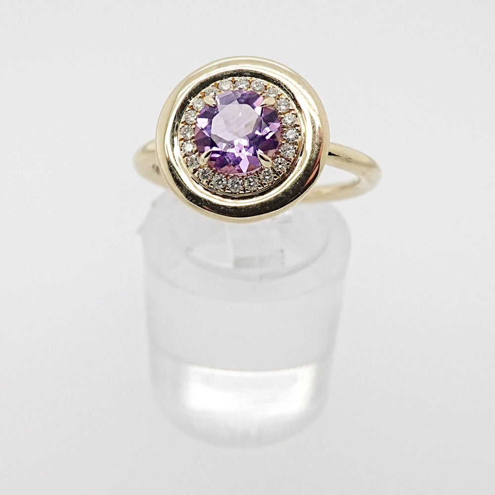 Amethyst Ring with Diamond Halo - Acadian Estates & CustomRing