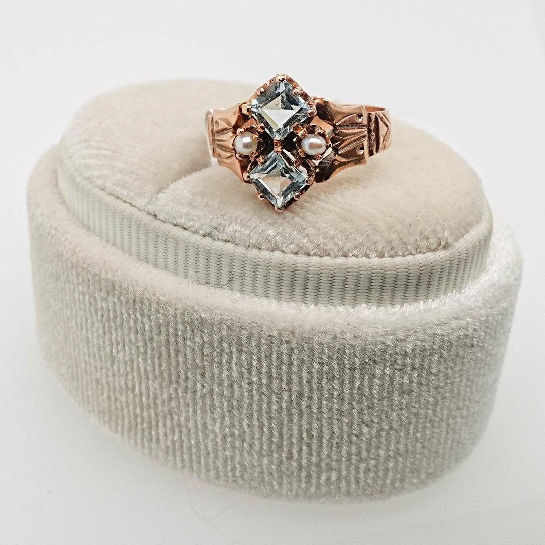 Aquamarine and Pearl Ring - Acadian Estates &amp; CustomRing