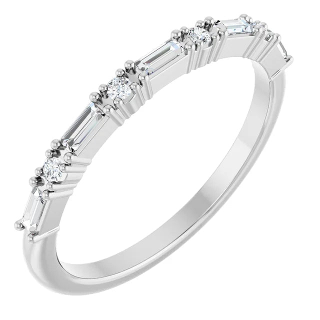 Baguette and Round Diamond Band - Acadian Estates &amp; Custom
