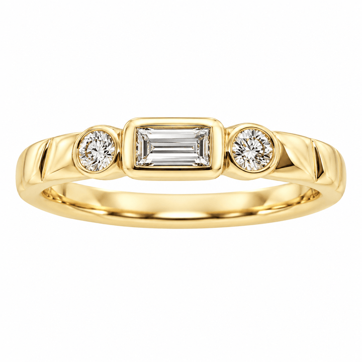Baguette and Round Diamond Fluted Ring - Acadian Estates &amp; CustomRing