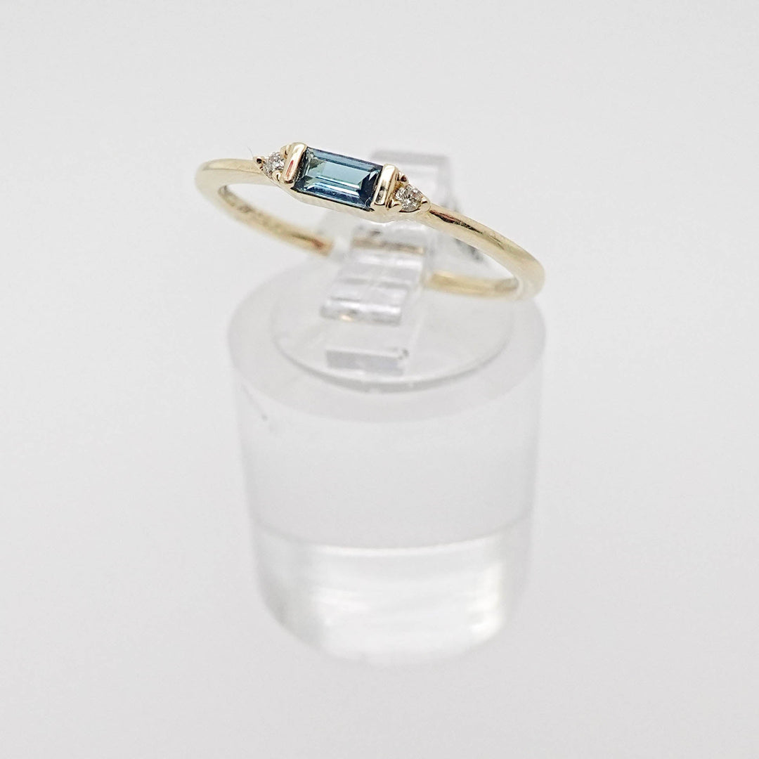 Baguette Blue Topaz Ring with Diamond Accents - Acadian Estates &amp; CustomRing