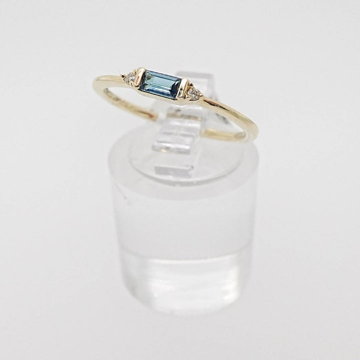 Baguette Blue Topaz Ring with Diamond Accents - Acadian Estates &amp; CustomRing