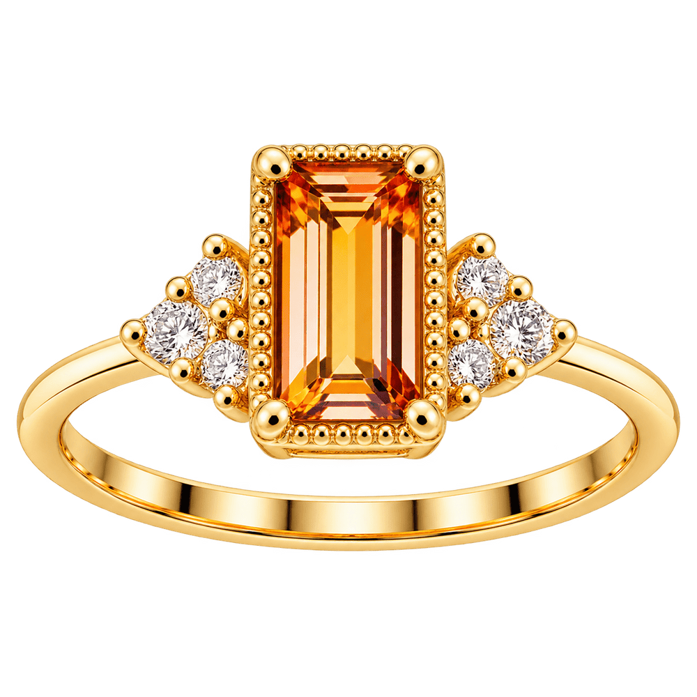 Baguette Citrine Ring with. Diamond Accents - Acadian Estates & CustomRing