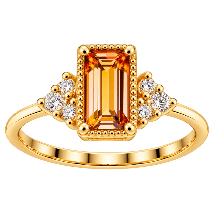 Baguette Citrine Ring with. Diamond Accents - Acadian Estates &amp; CustomRing