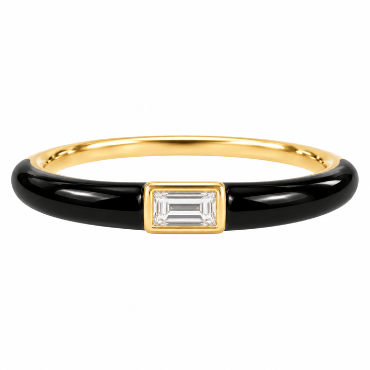 Baguette Diamond and Black Enamel Ring - Acadian Estates &amp; CustomRing