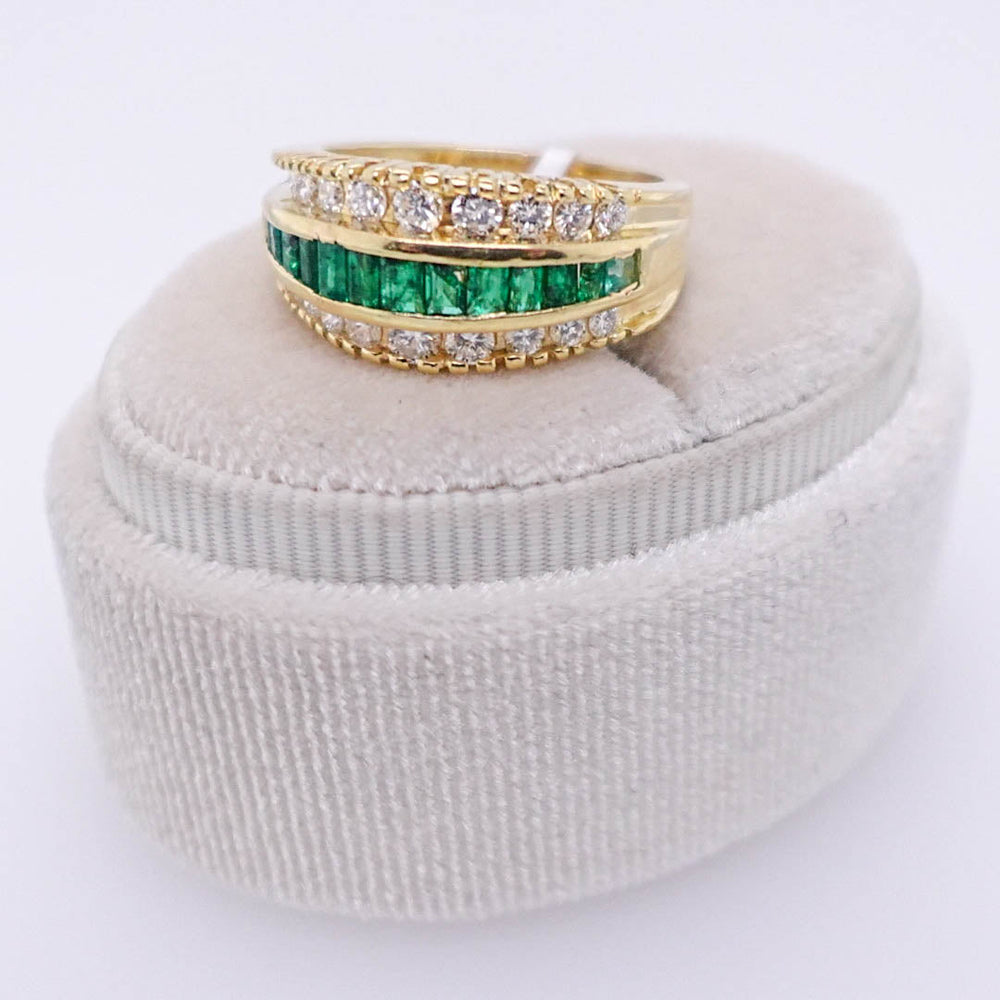 Baguette Emerald and Round Diamond Ring - Acadian Estates & CustomRing