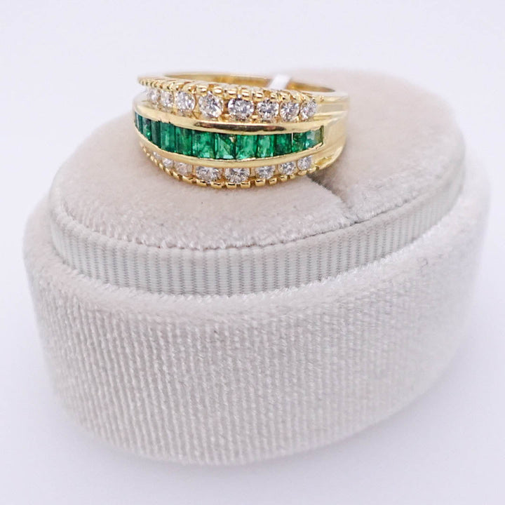 Baguette Emerald and Round Diamond Ring - Acadian Estates &amp; CustomRing