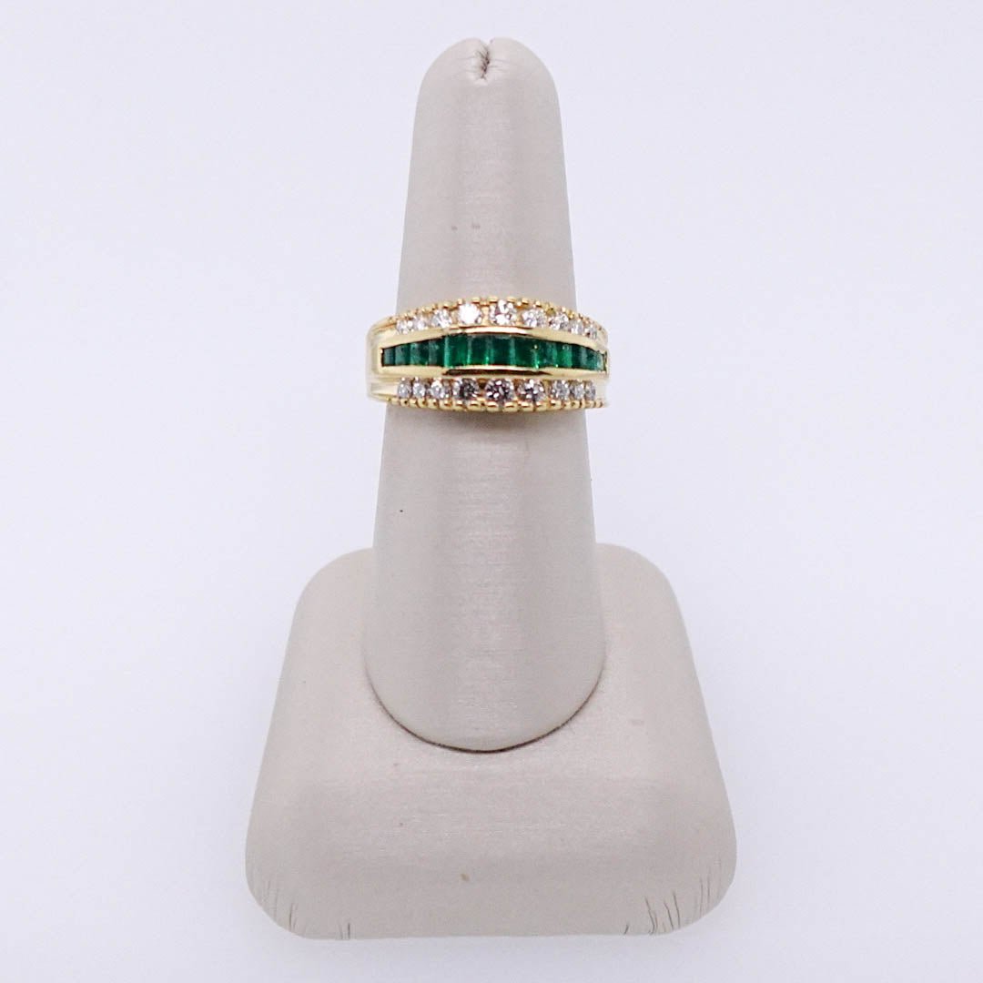 Baguette Emerald and Round Diamond Ring - Acadian Estates &amp; CustomRing