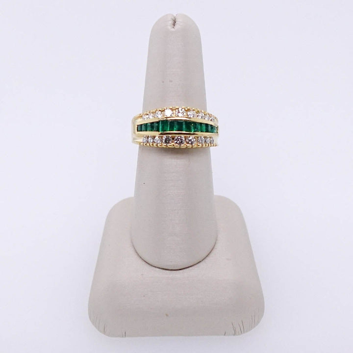 Baguette Emerald and Round Diamond Ring - Acadian Estates &amp; CustomRing