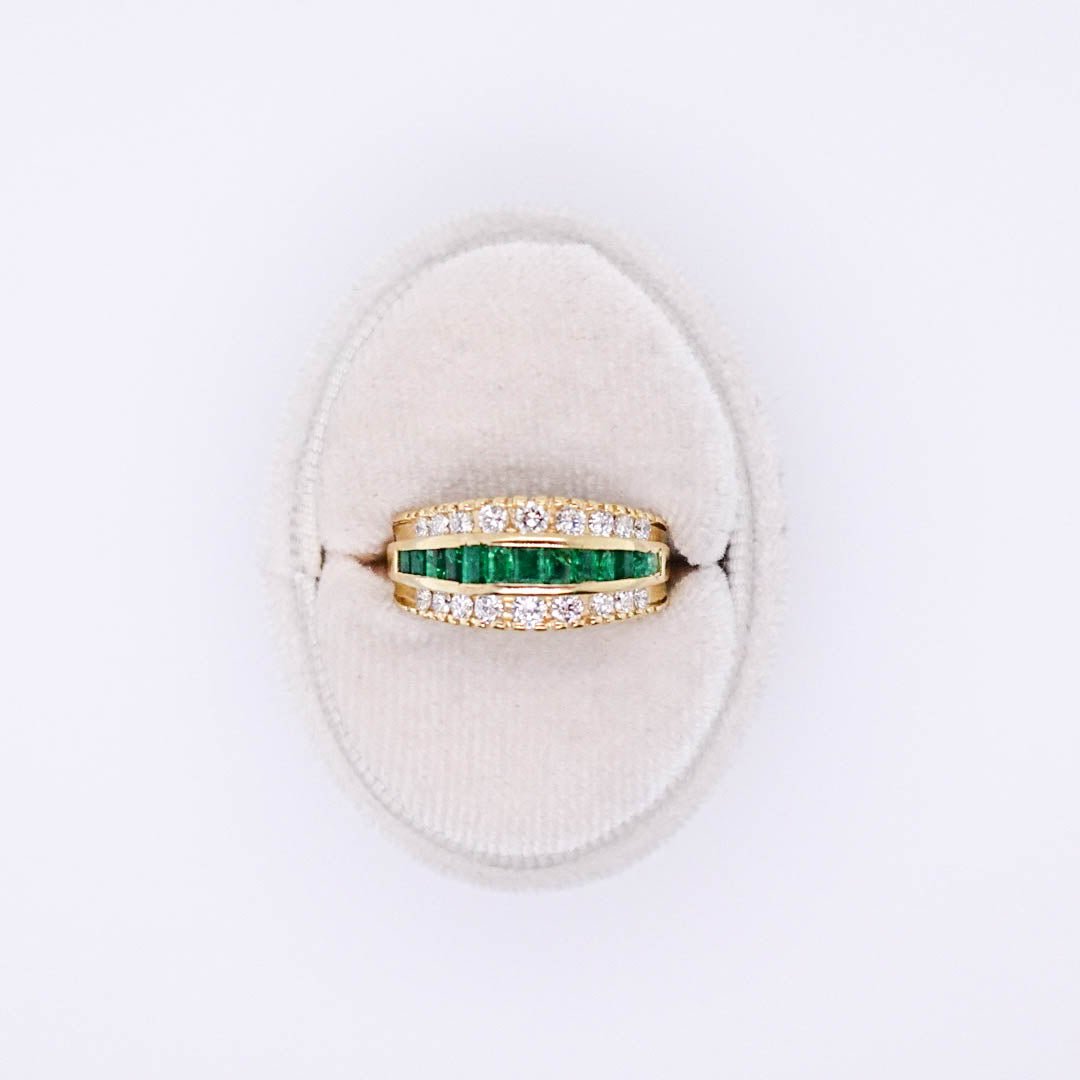 Baguette Emerald and Round Diamond Ring - Acadian Estates &amp; CustomRing