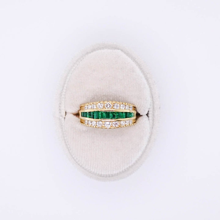 Baguette Emerald and Round Diamond Ring - Acadian Estates &amp; CustomRing