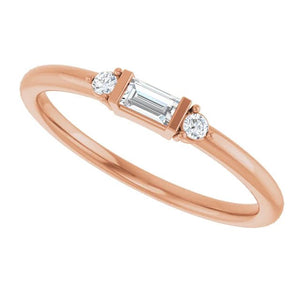 Baguette & Round Stackable Ring - Acadian Estates & Custom