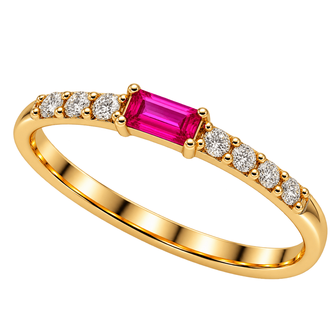 Baguette Ruby and Diamond Ring - Acadian Estates & CustomRing