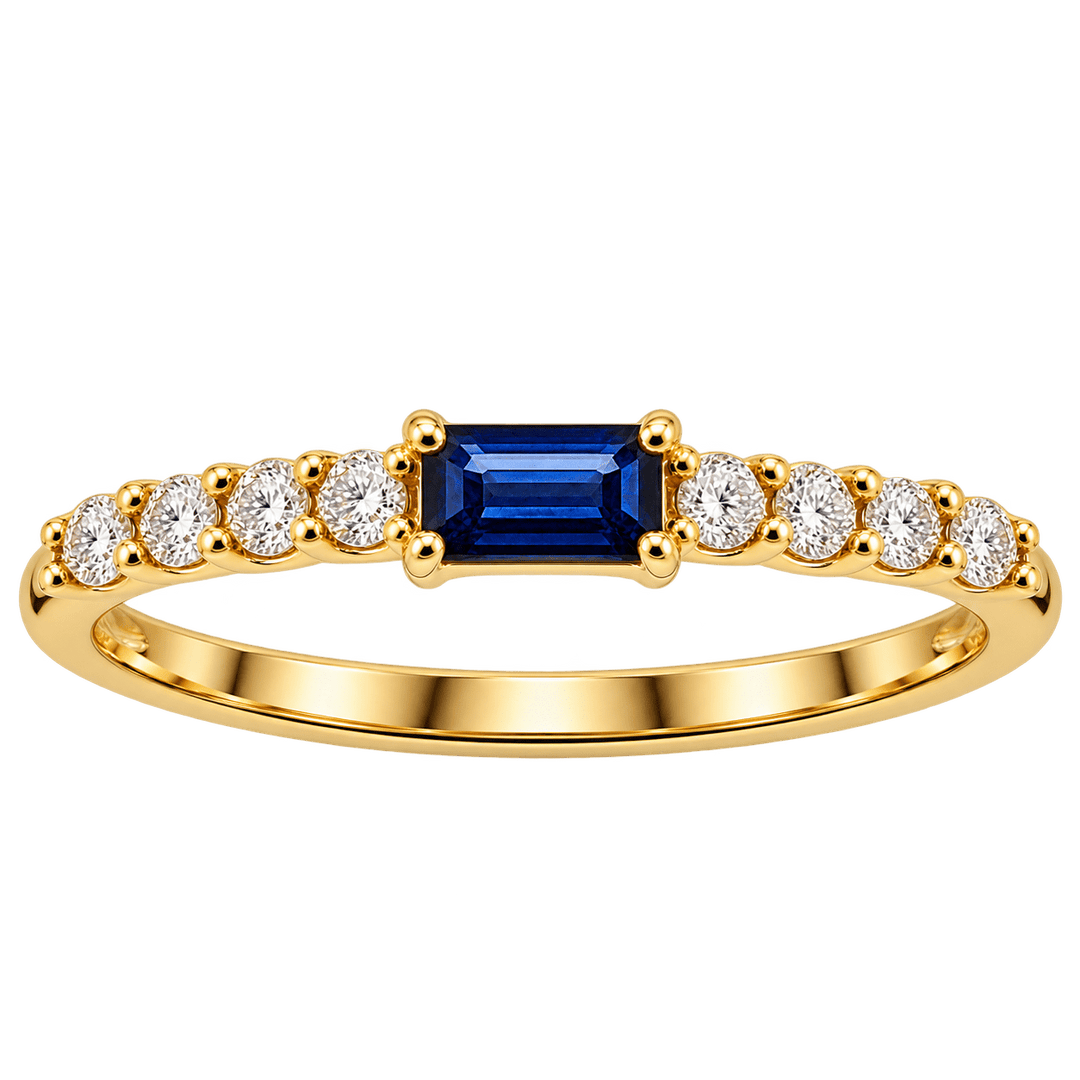 Baguette Sapphire and Diamond Ring - Acadian Estates & CustomRing