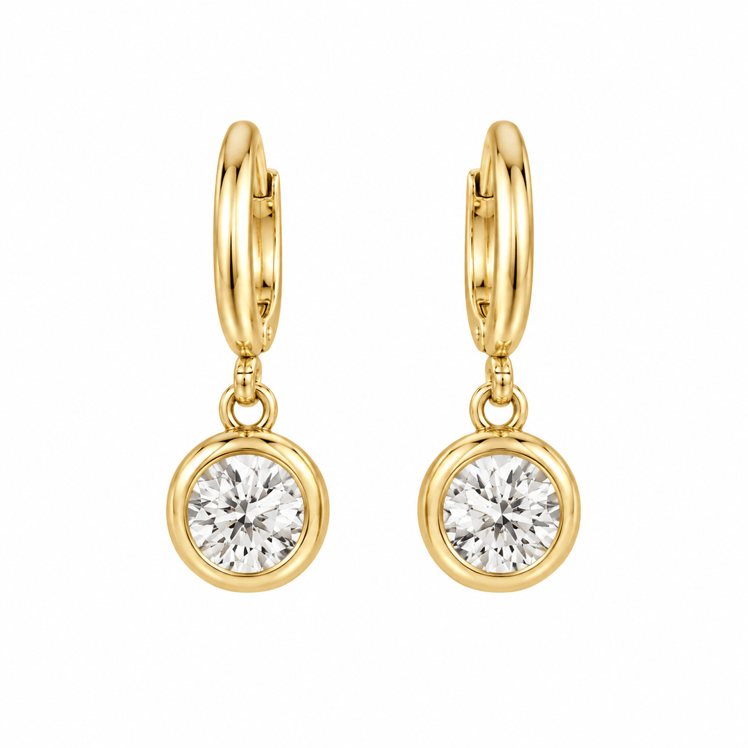 Bezel Set Diamond Charm Hoops - Acadian Estates &amp; CustomEarrings