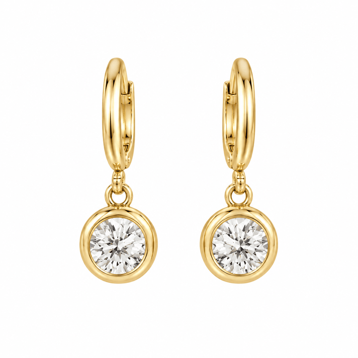 Bezel Set Diamond Charm Hoops - Acadian Estates &amp; CustomEarrings