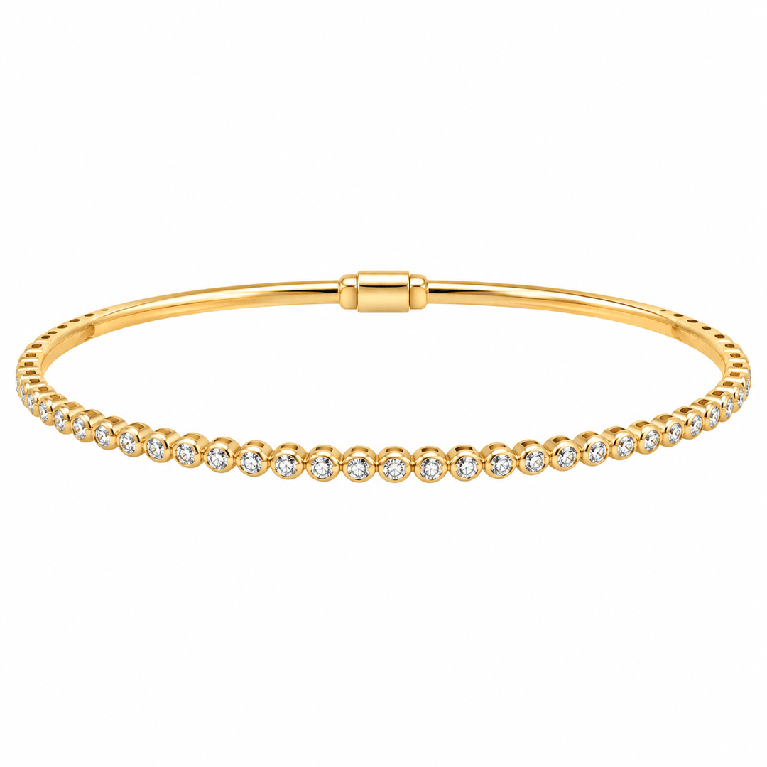 Bezel Set Diamond Flex Bangle - Acadian Estates &amp; CustomBracelet