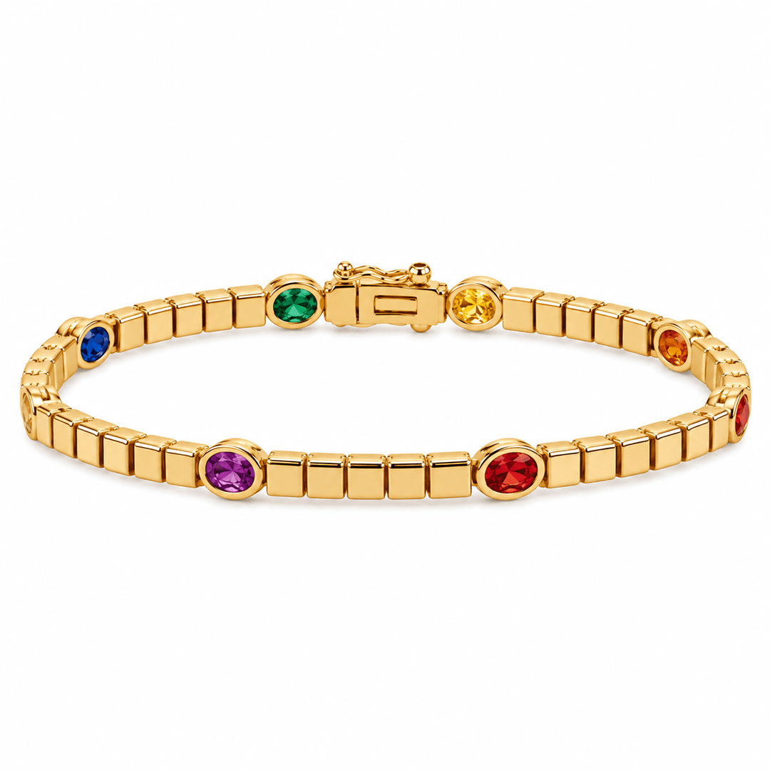 Bezel Set Rainbow Sapphire Bracelet - Acadian Estates &amp; CustomBracelet