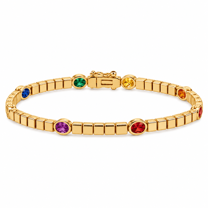 Bezel Set Rainbow Sapphire Bracelet - Acadian Estates &amp; CustomBracelet