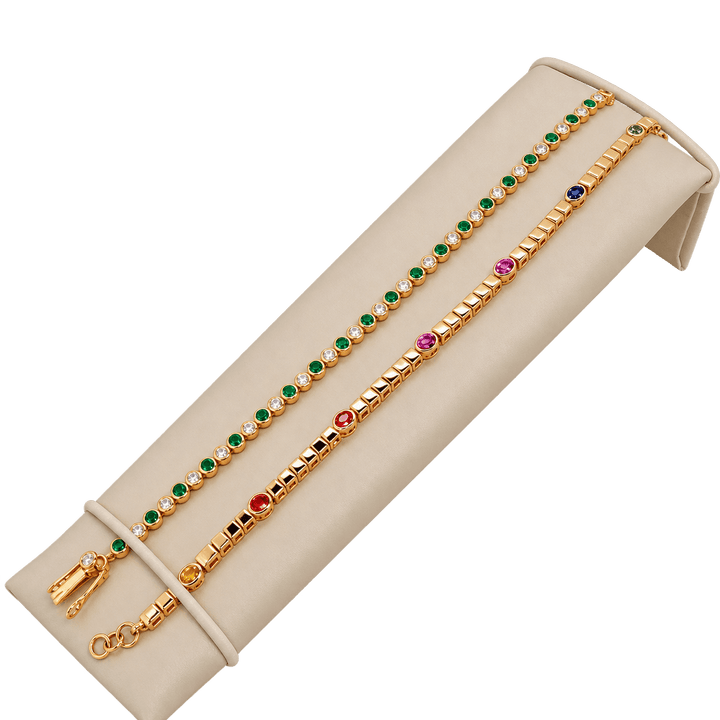 Bezel Set Rainbow Sapphire Bracelet - Acadian Estates &amp; CustomBracelet