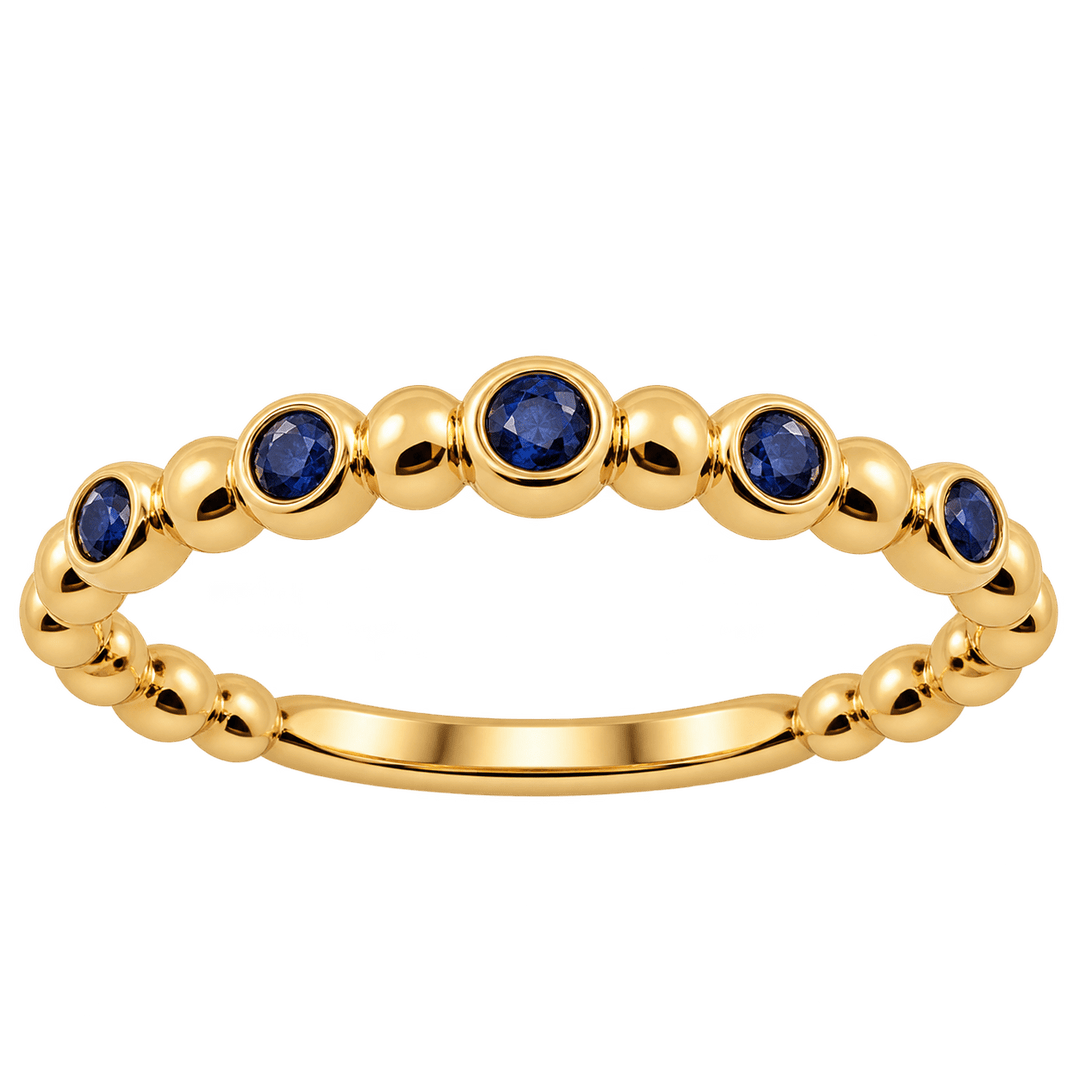 Bezel Set Sapphire and Bead Ring - Acadian Estates & CustomRing