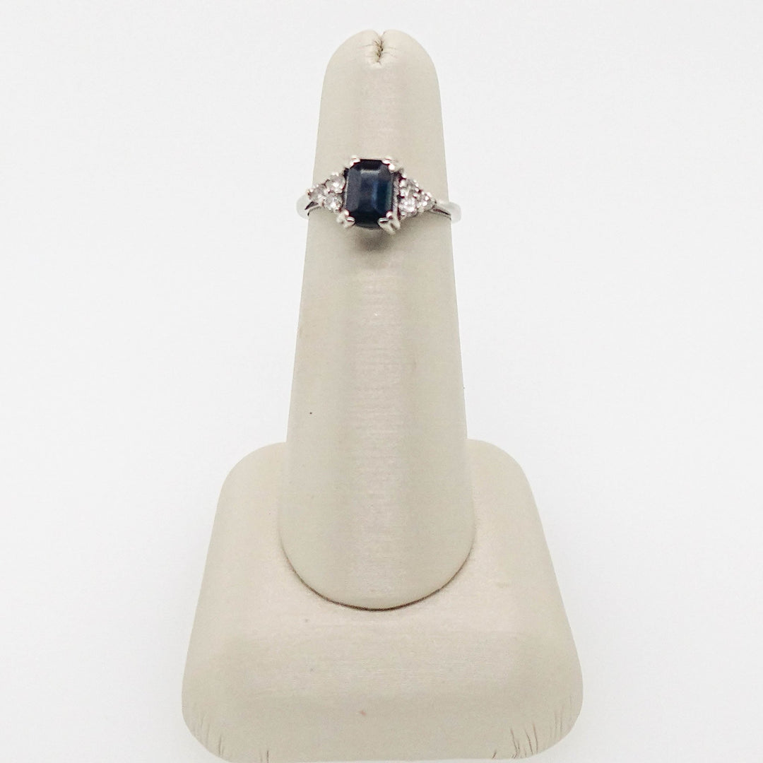 Blue Sapphire Emerald Cut Stone with Diamonds Ring - Acadian Estates &amp; CustomRing