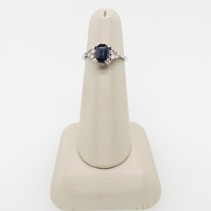 Blue Sapphire Emerald Cut Stone with Diamonds Ring - Acadian Estates &amp; CustomRing
