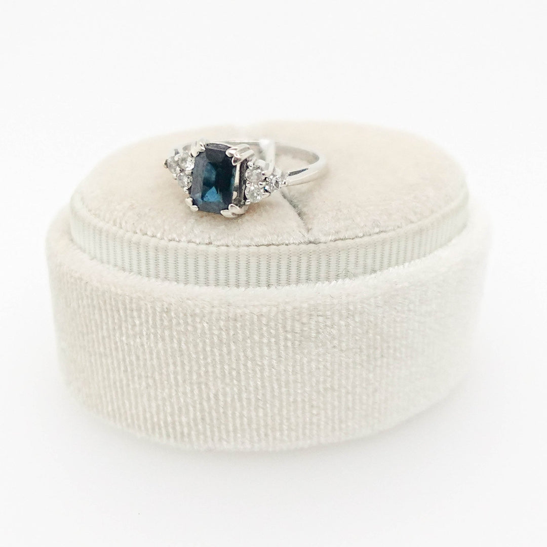 Blue Sapphire Emerald Cut Stone with Diamonds Ring - Acadian Estates &amp; CustomRing