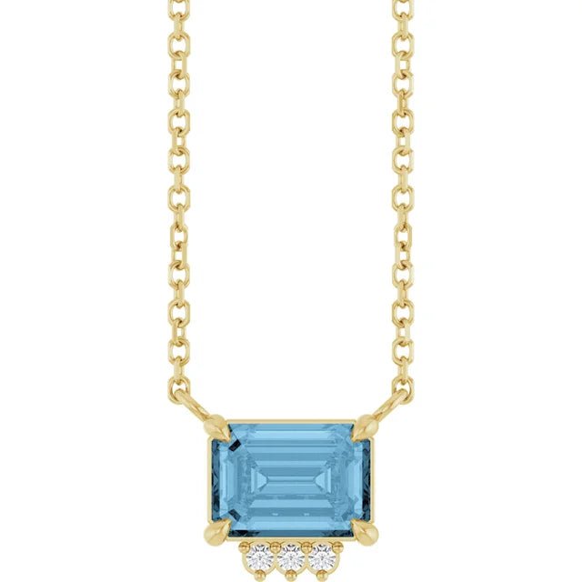 Blue Topaz & Diamond Necklace - Acadian Estates & Customnecklace