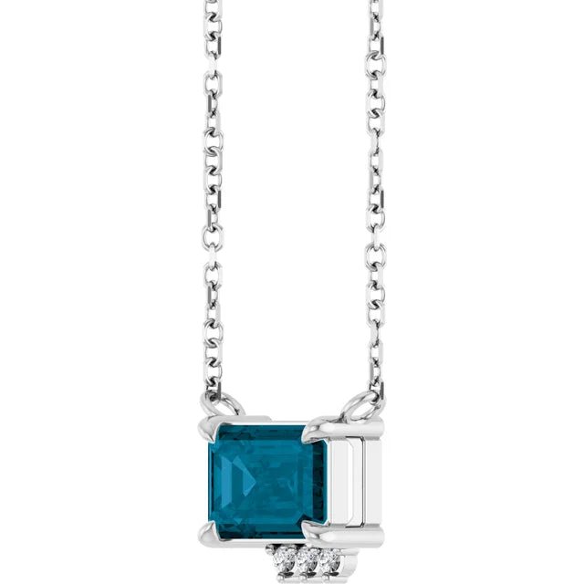 Blue Topaz & Diamond Necklace - Acadian Estates & Customnecklace