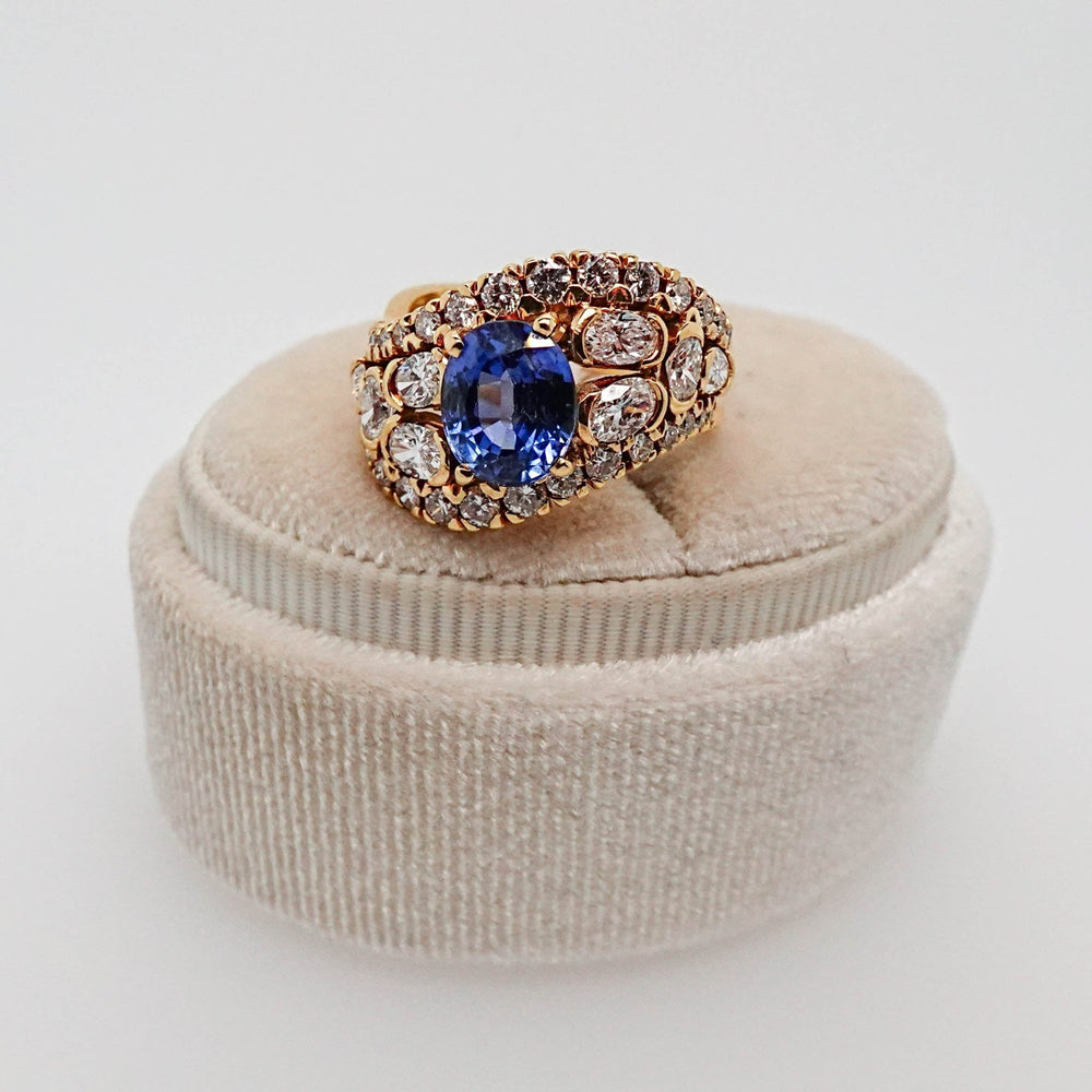 Ceylon Blue Sapphire and Diamond Ring - Acadian Estates & CustomRing