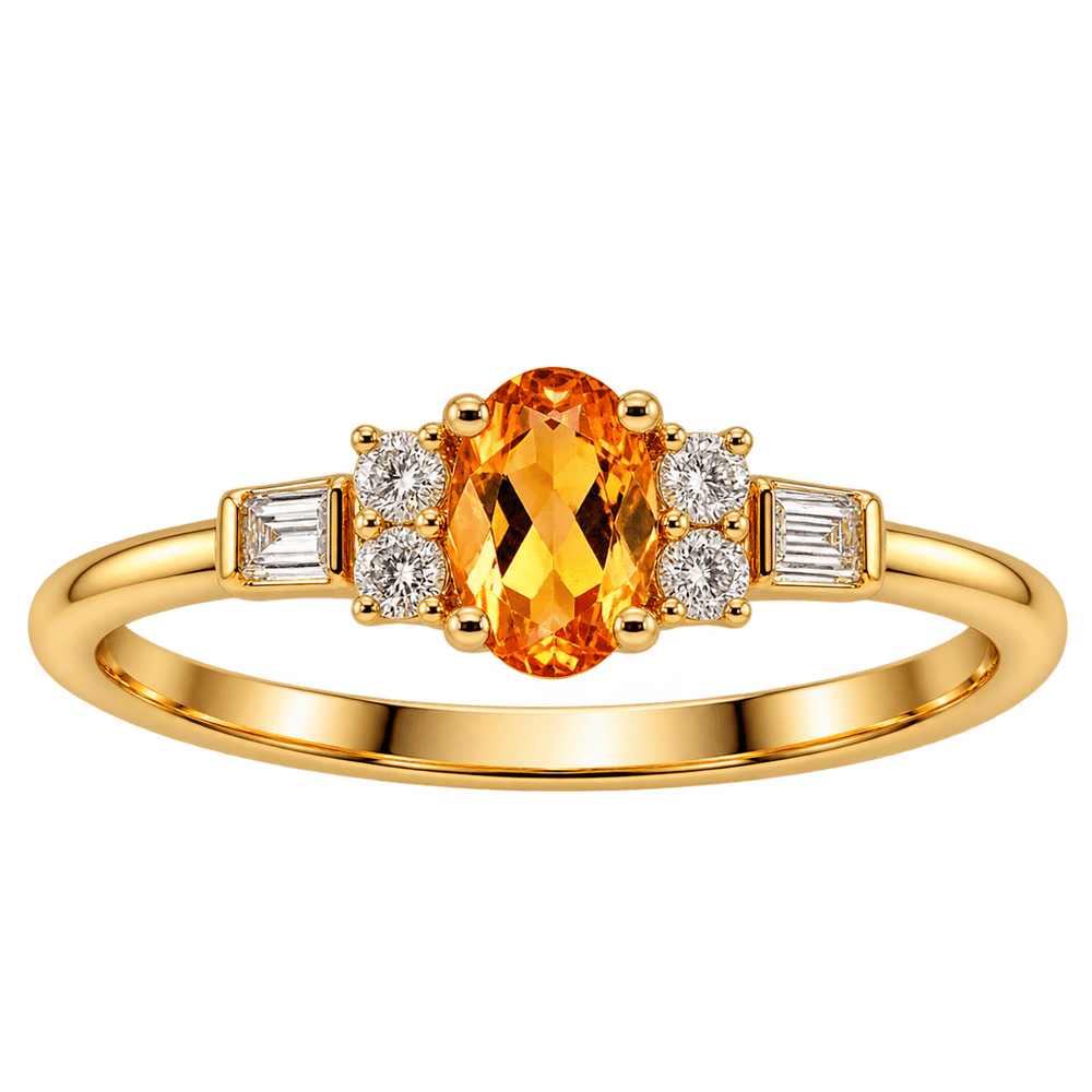 Citrine Ring with Diamond Accents - Acadian Estates & CustomRing