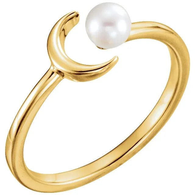 Crescent Moon & Pearl Ring - Acadian Estates & Custom