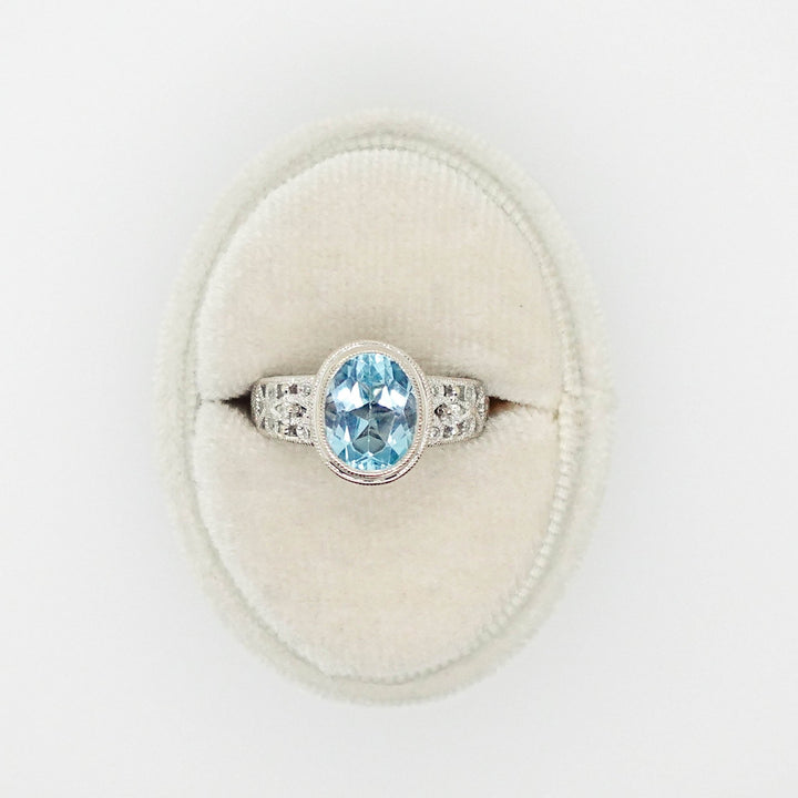 Diamond and Aquamarine Bezel Set Ring - Acadian Estates &amp; CustomRing