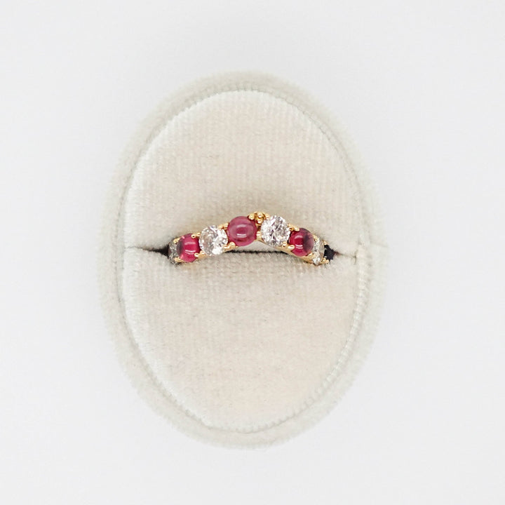 Diamond and Cabochon Pink Tourmaline Contour Band - Acadian Estates &amp; CustomRing
