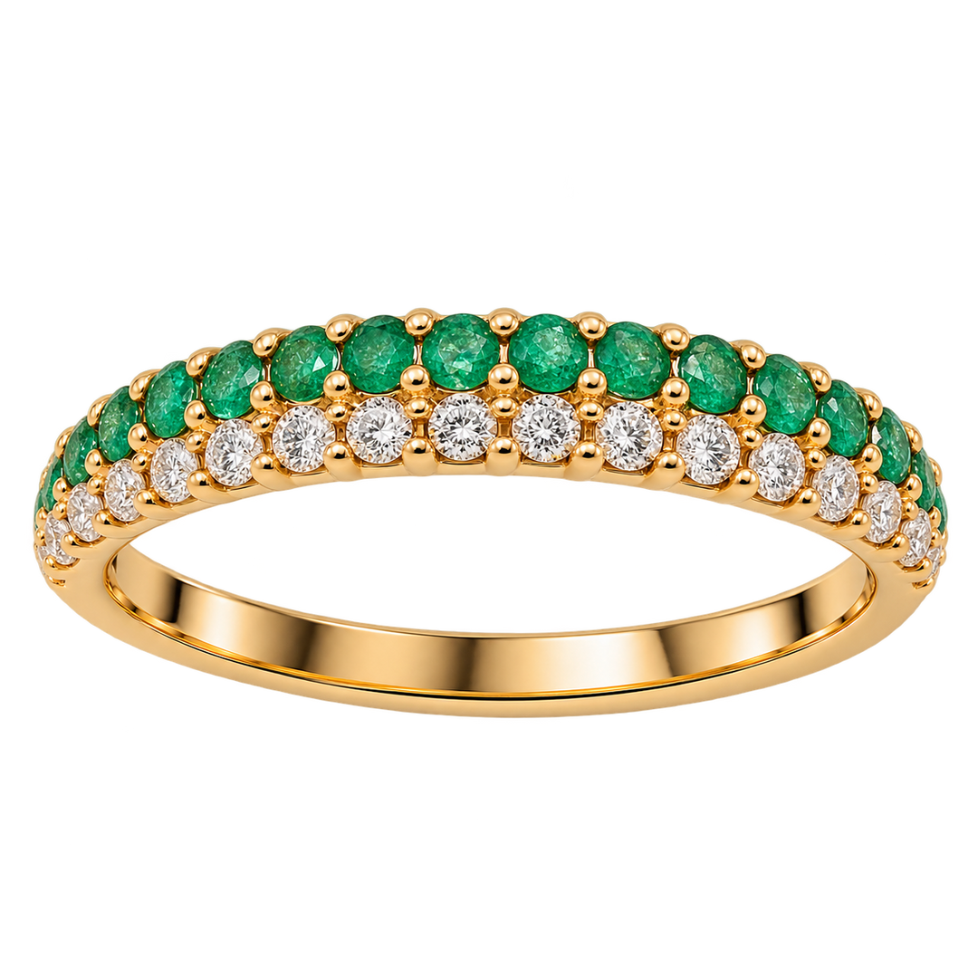 Diamond and Emerald Stacking Ring - Acadian Estates & CustomRing