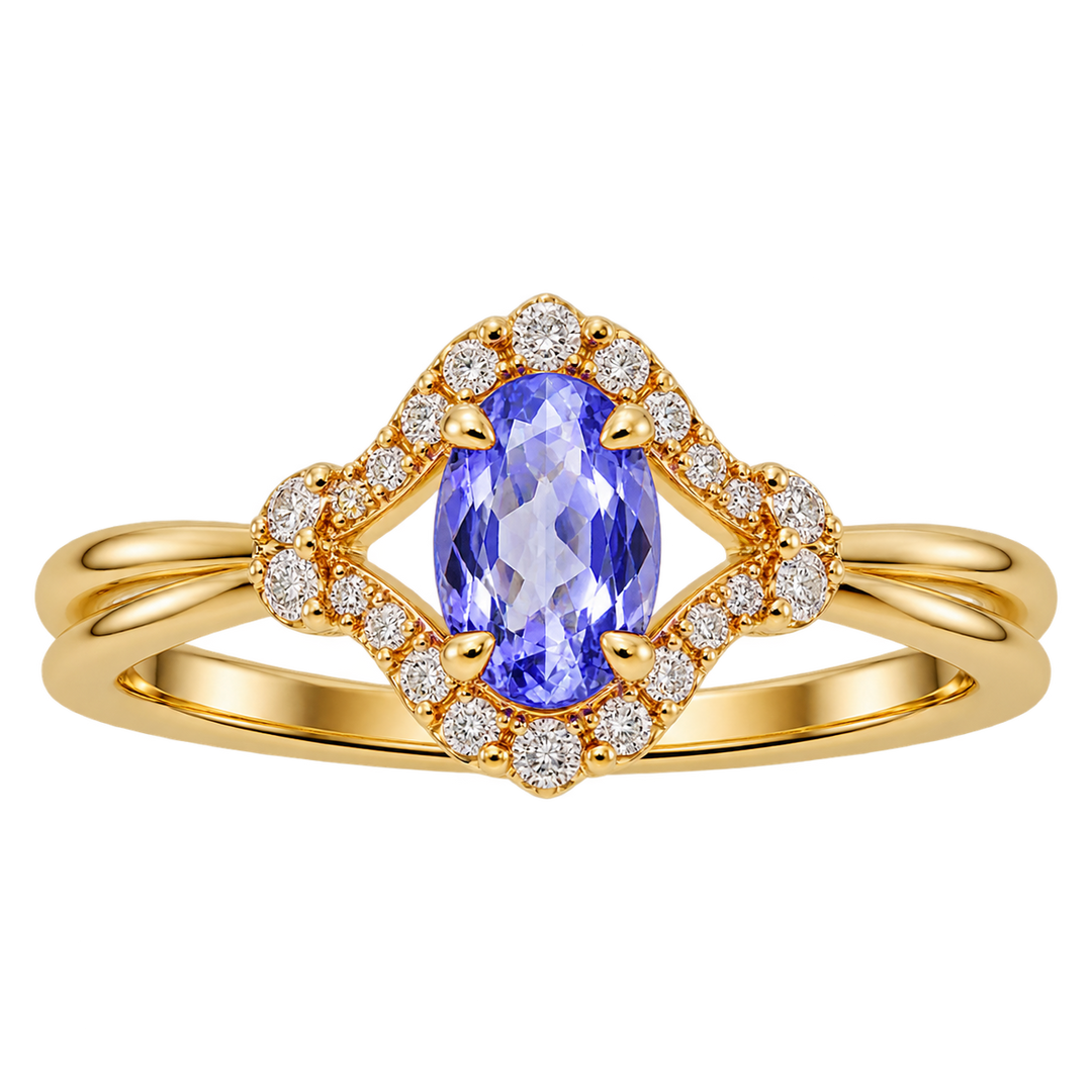 Diamond and Oval Tanzanite Ring - Acadian Estates &amp; CustomRing