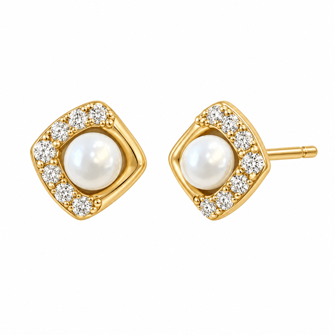 Diamond and Pearl Earrings - Acadian Estates & CustomEarrings