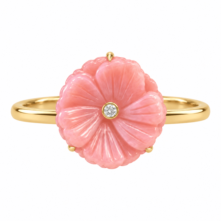 Diamond and Pink Opal Flower Ring - Acadian Estates &amp; CustomRing