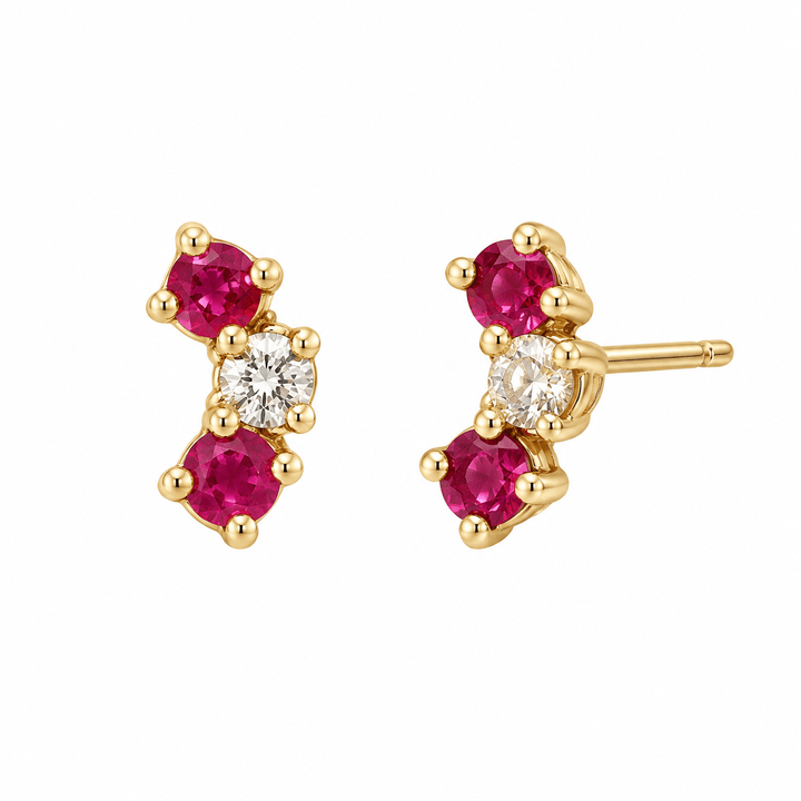 Diamond and Ruby Curve Earrings - Acadian Estates &amp; CustomEarrings