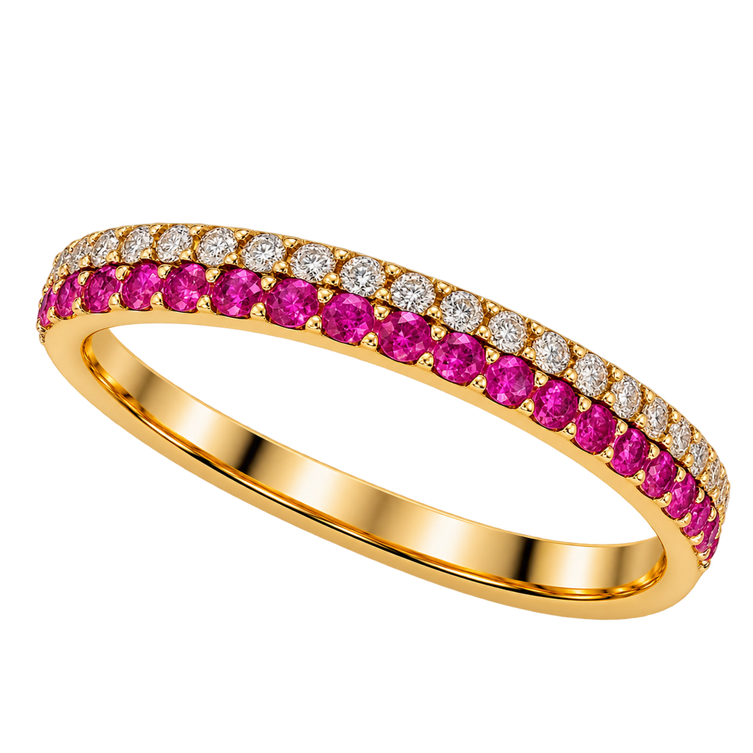 Diamond and Ruby Stacking Ring - Acadian Estates & CustomRing