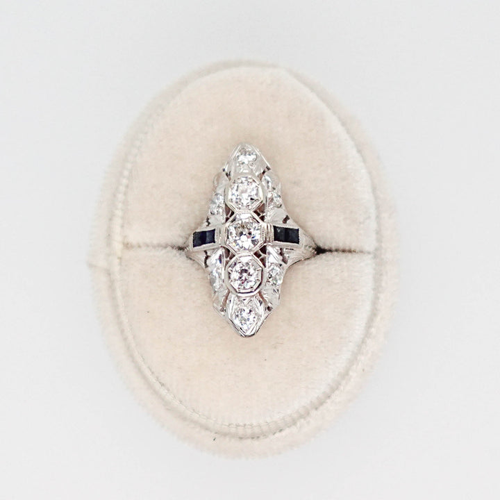 Diamond and Sapphire Art Deco Ring - Acadian Estates &amp; CustomRing