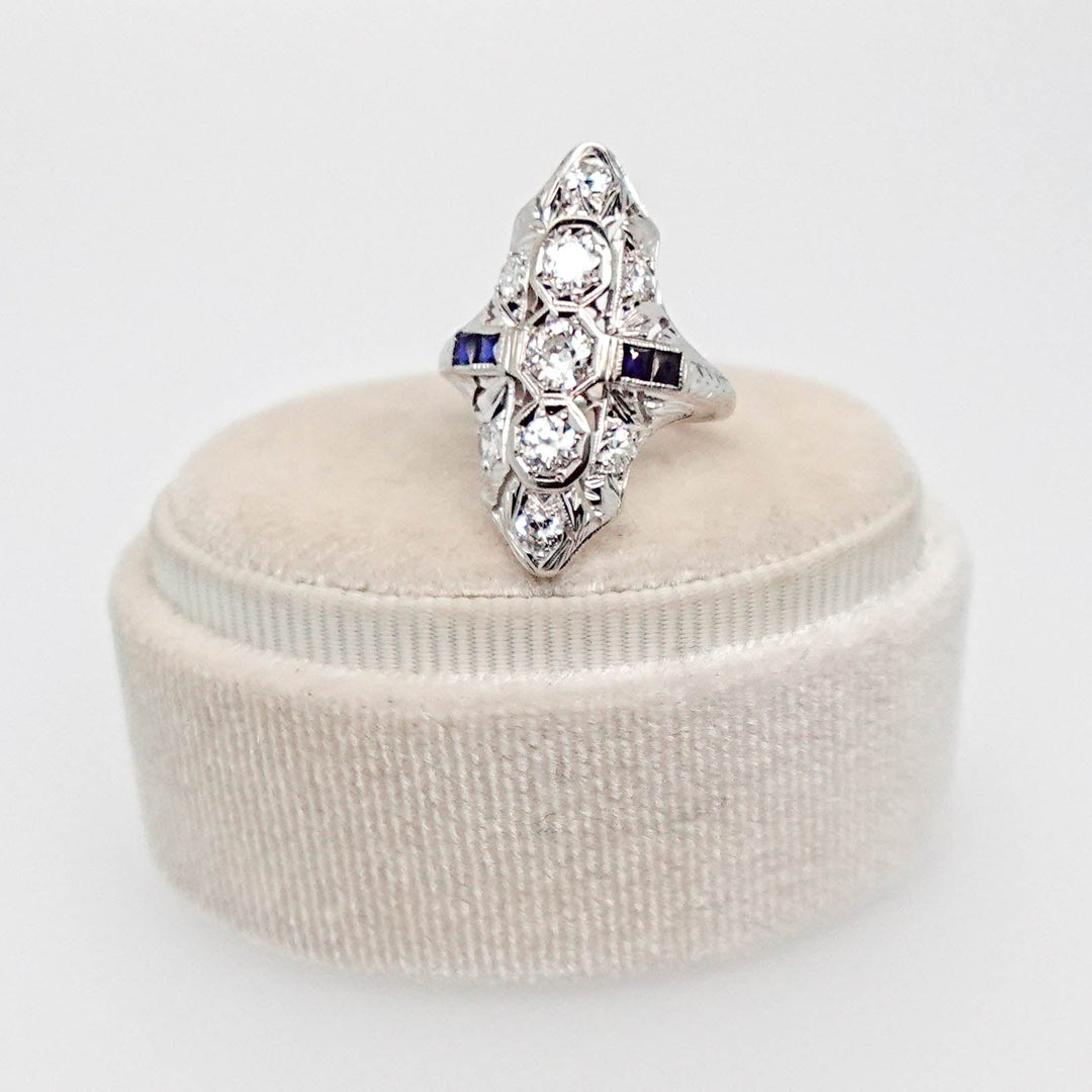 Diamond and Sapphire Art Deco Ring - Acadian Estates &amp; CustomRing