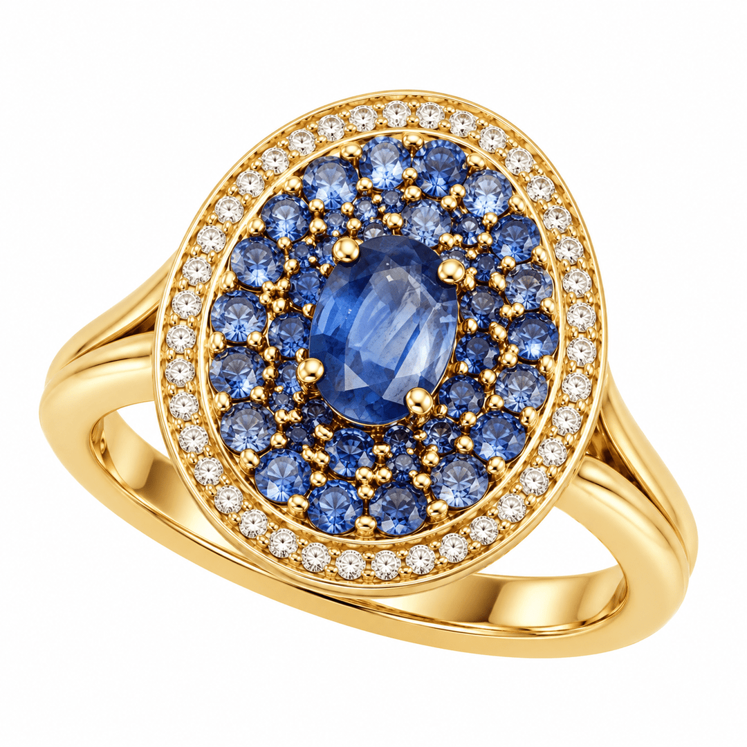 Diamond and Sapphire Dinner Ring - Acadian Estates &amp; CustomRing